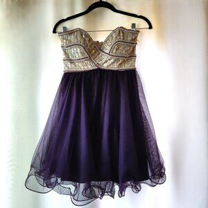 Blondie Nites Strapless Purple Tulle Short Homecoming Dress Size 5